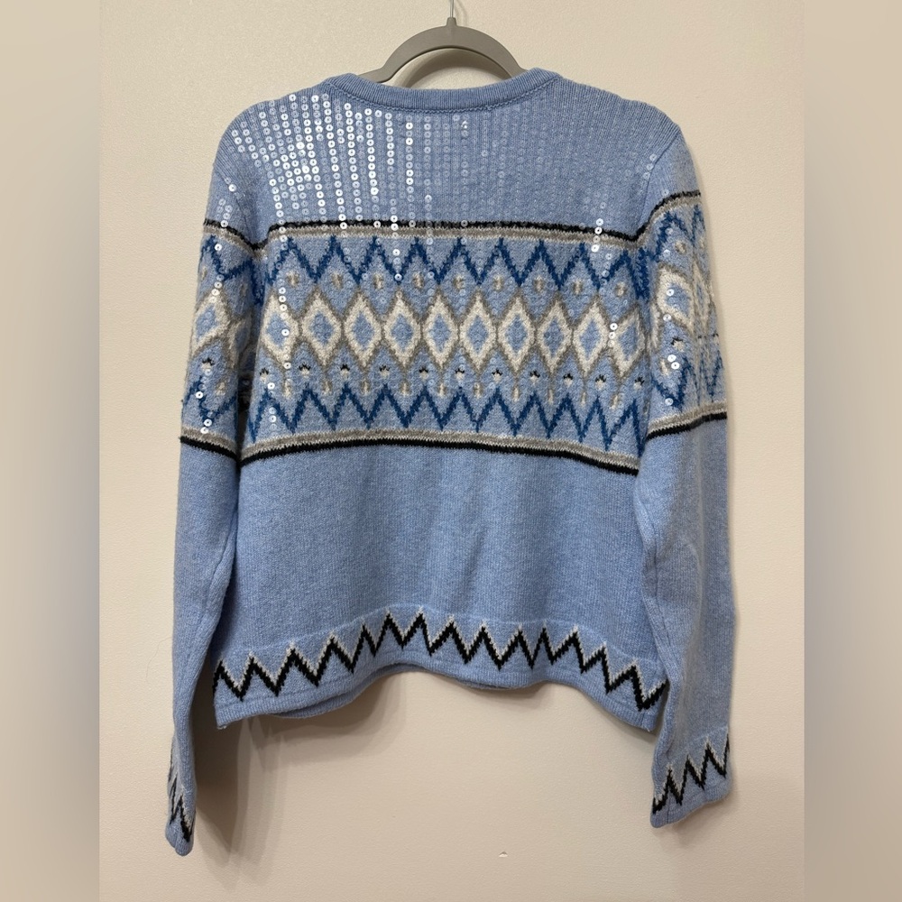 NWT Loft Blue Patterned and Sequined Women's Cardigan Sweater - Picture 5 of 10